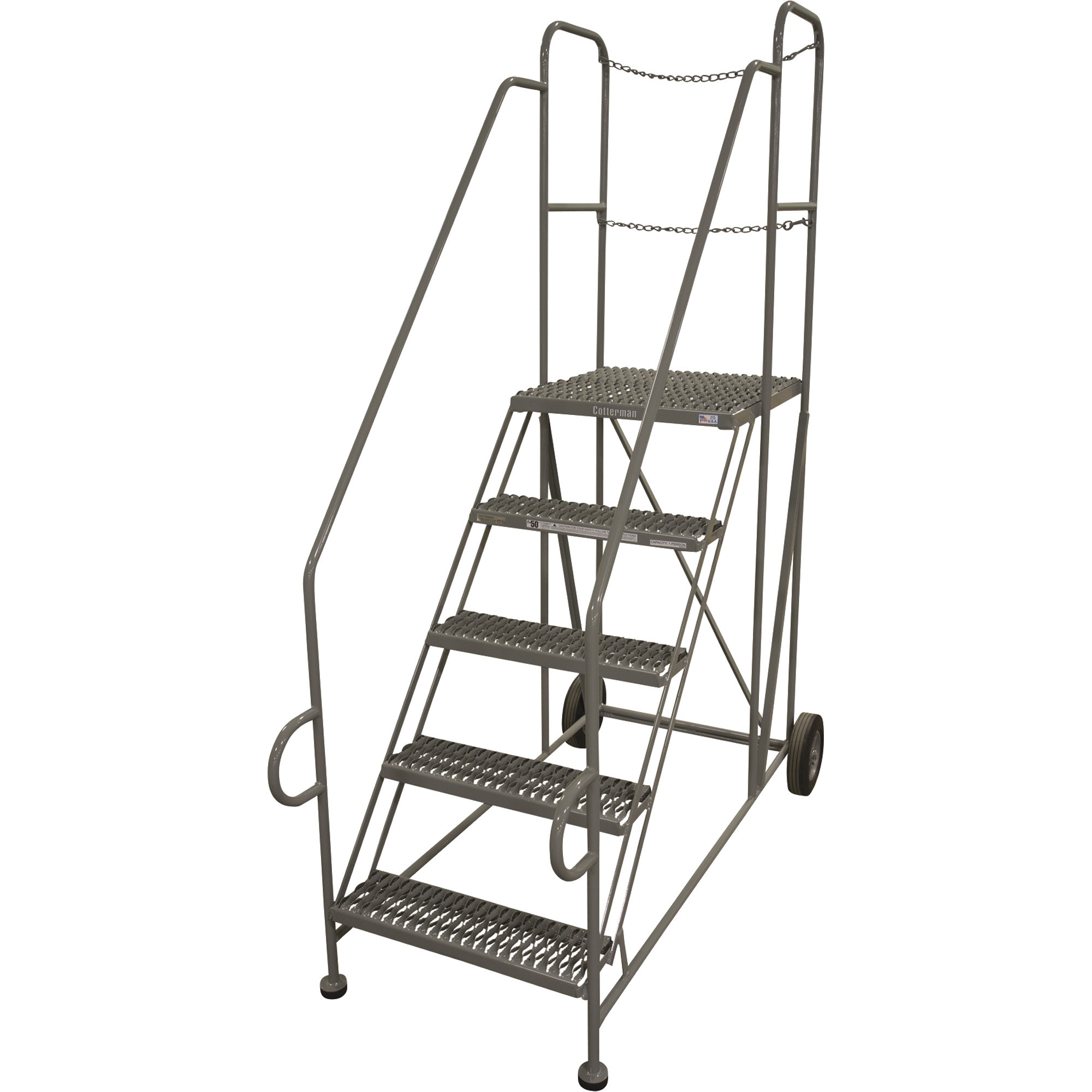 Cotterman Straddle Trailer Rolling Ladder, 5 Step, 800-Lb. Capacity, Model# 5TAP2424RA3E24B11C1P6